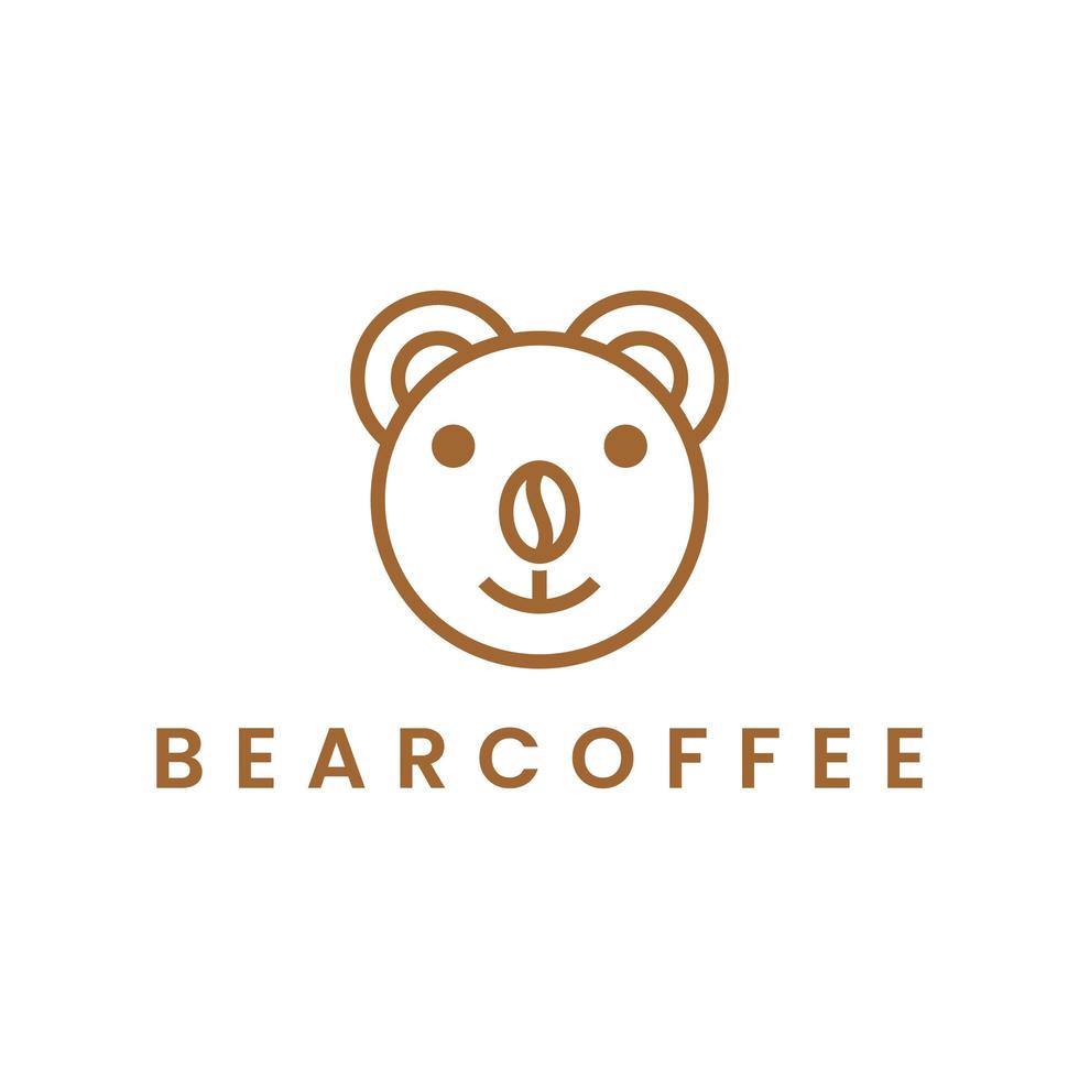 oso con diseño de logotipo de grano de café vector