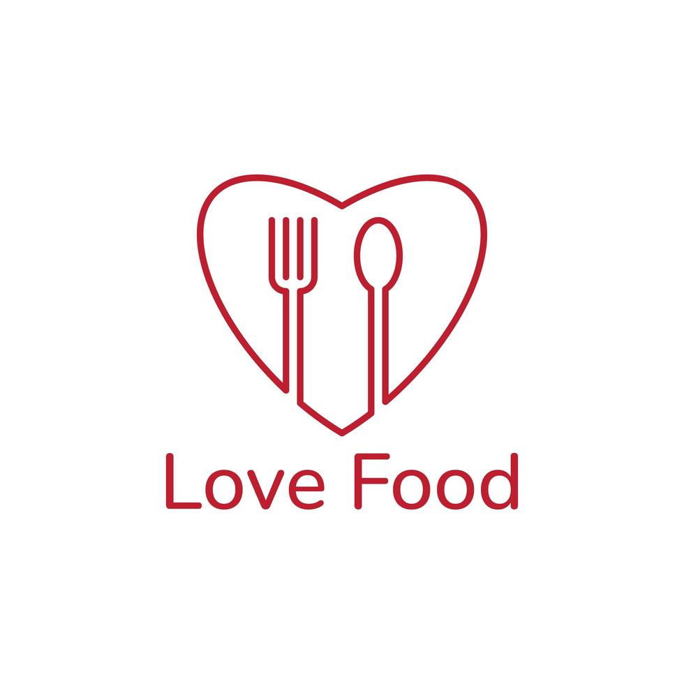 love heart food restaurant logo design vector