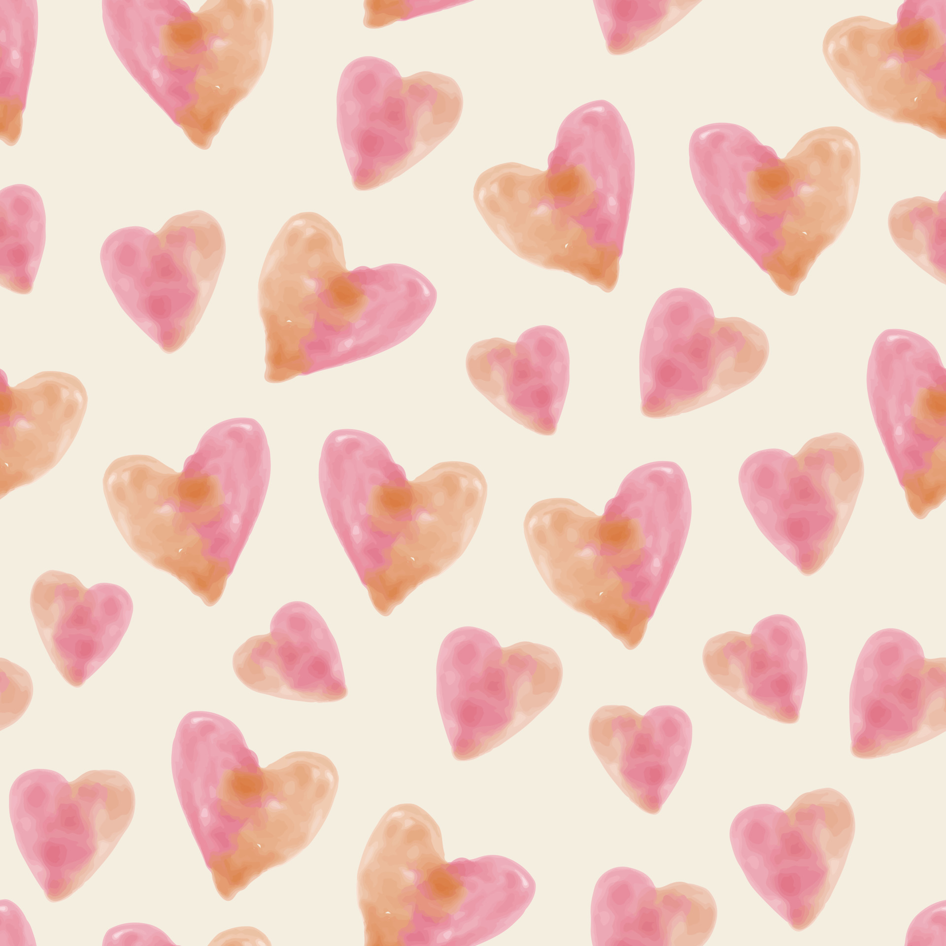 happy valentine day pattern background with water colour heart shape ...