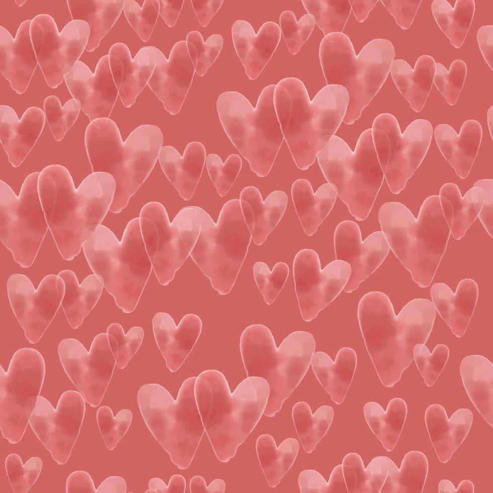 seamless cute valentine day on red background with mess heart shape , greeting card vector