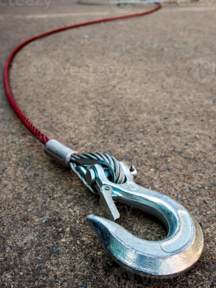 New cable and hook for install in the winch of car photo