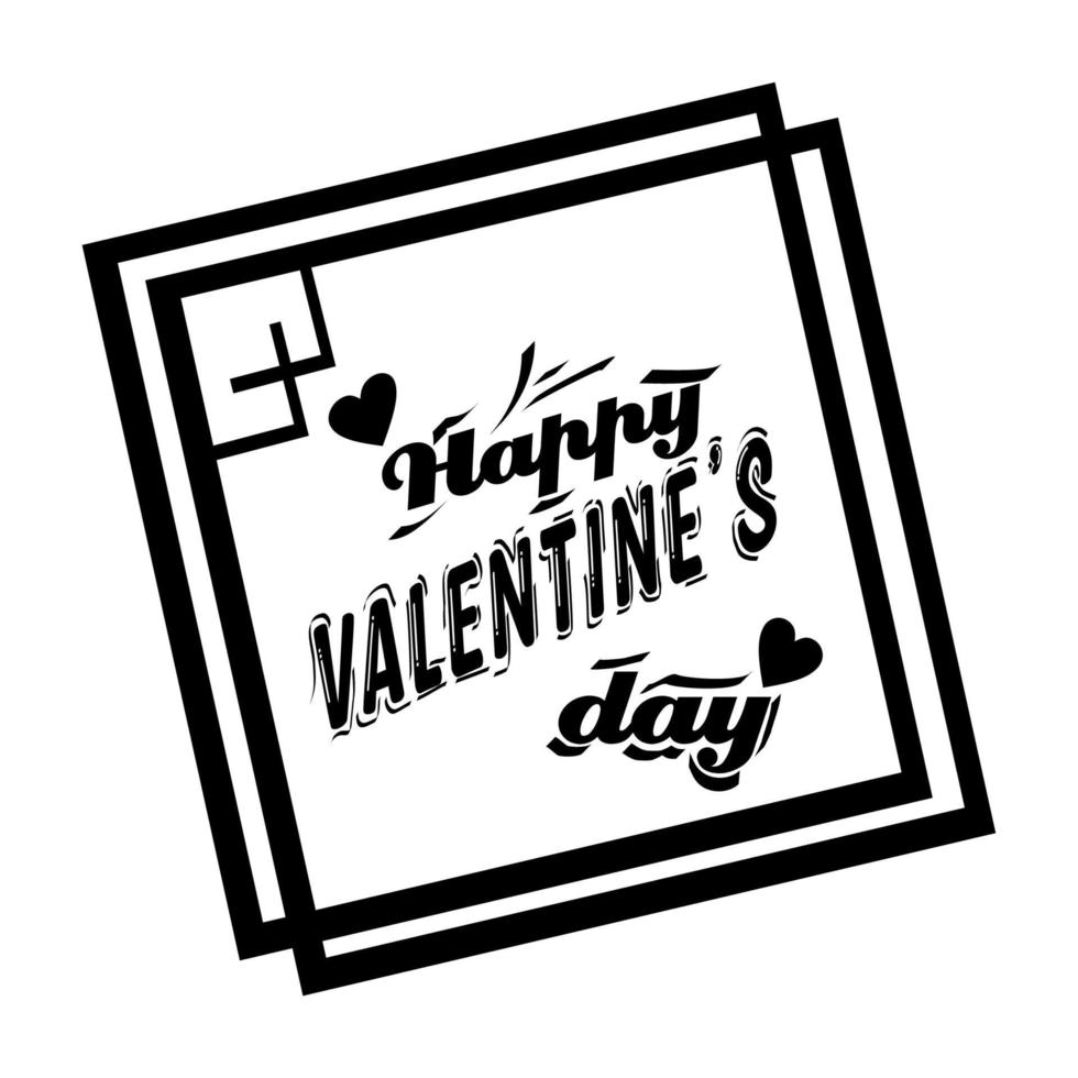feliz dia de san valentin tipografía con corazones vector