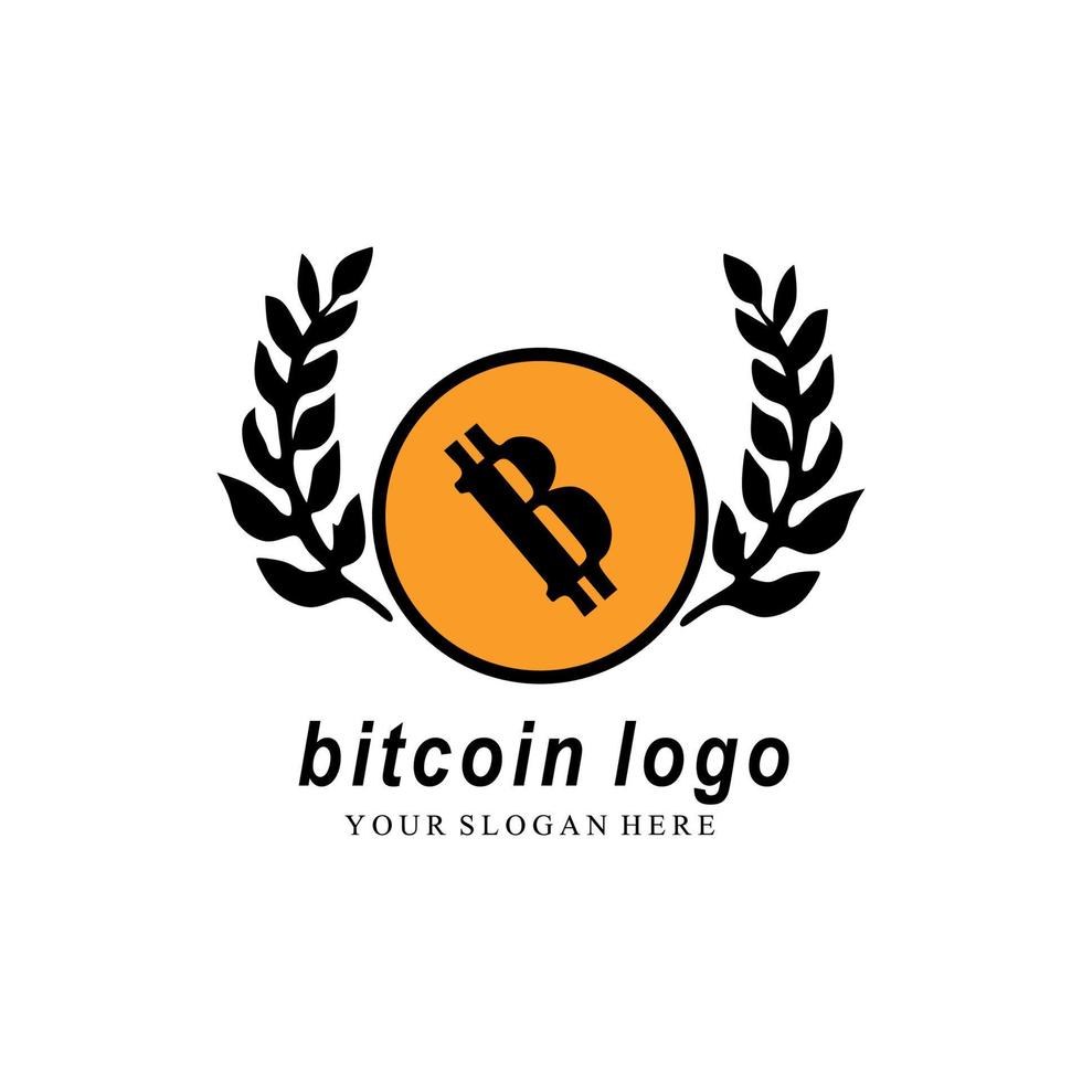 Vector illustration of Bitcoin, crypto currency, blockchain. Fits blockchain bitcoin stickers for web or print. Bitcoin logo.