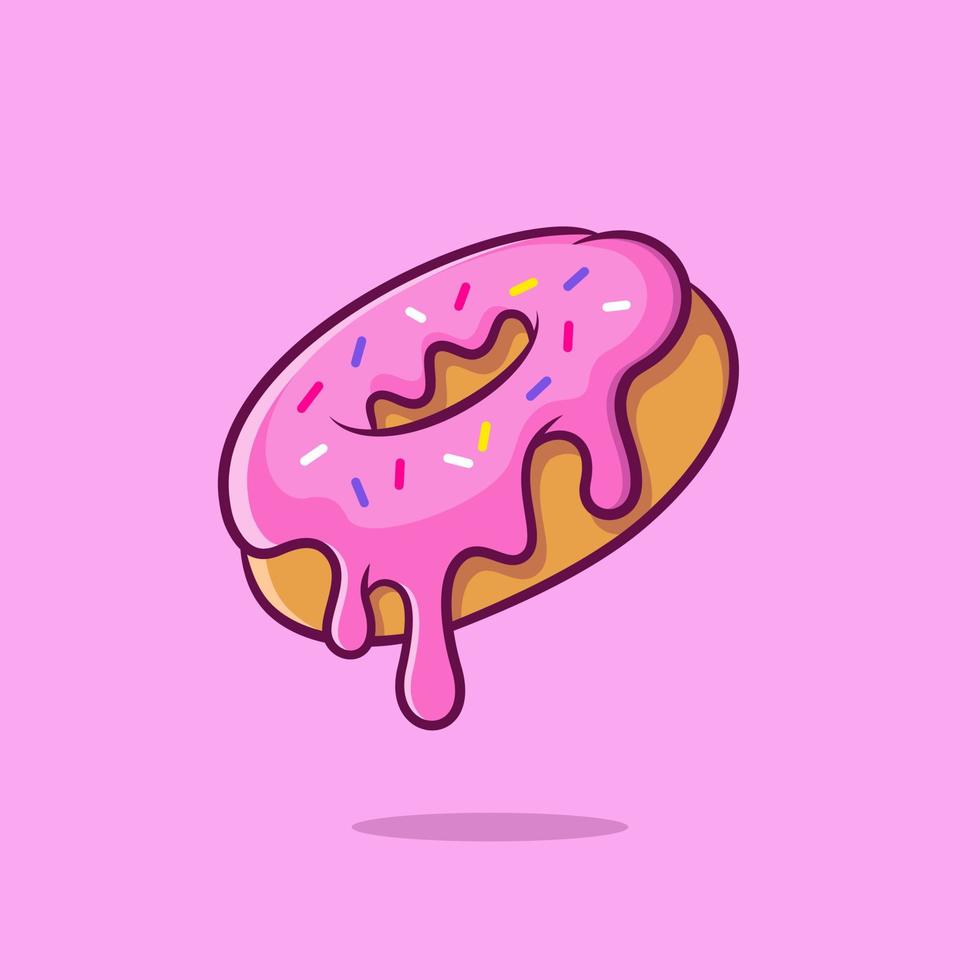 ilustración vectorial de donut dulce con crema derretida. adecuado para el elemento de diseño del menú de comida, pasteles y postres deliciosos para el desayuno. ilustración de dibujos animados de donas. vector