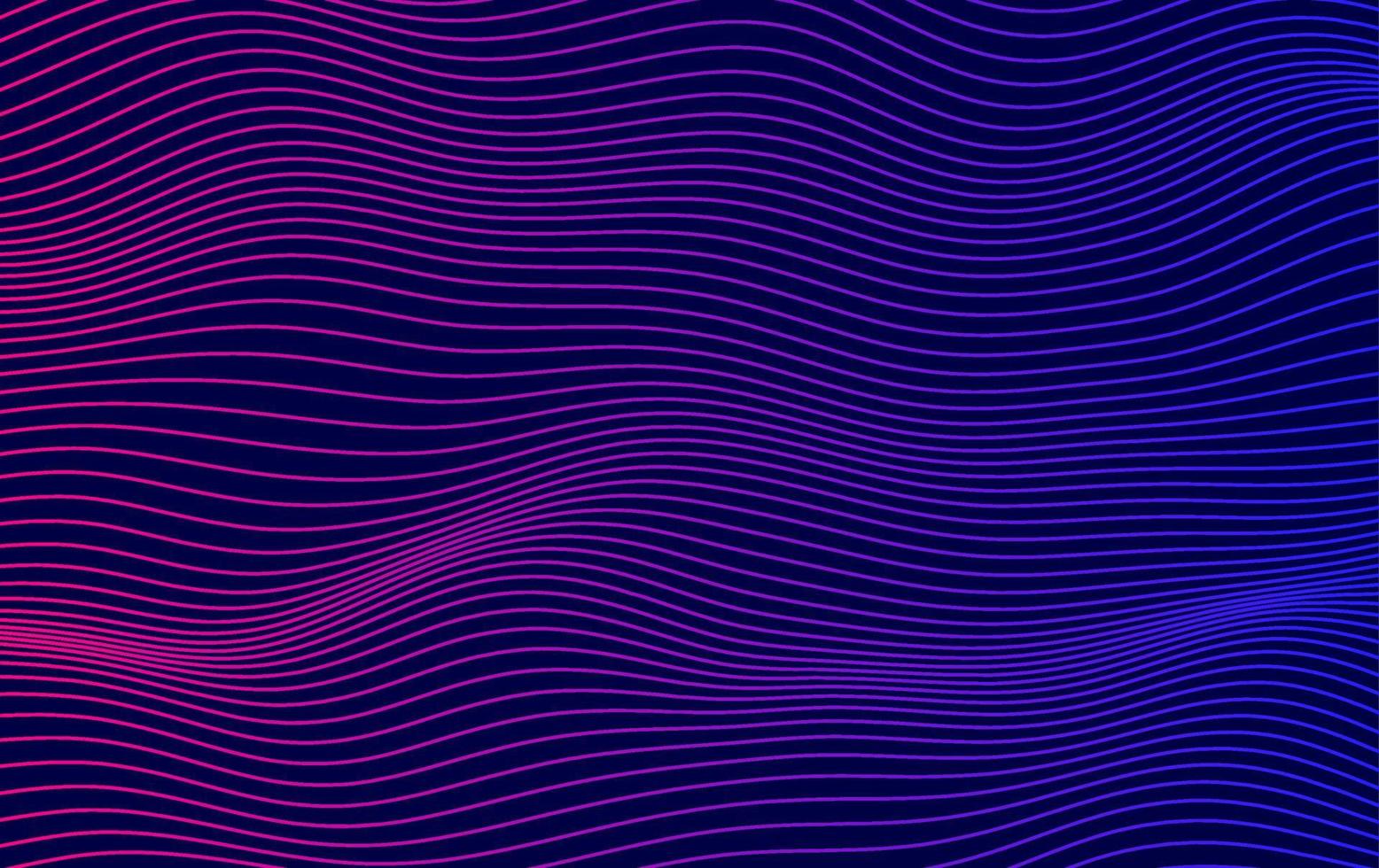 Abstract smooth thin lines on dark blue background. Futuristic technology design backdrop with purple and blue gradient transition. vector