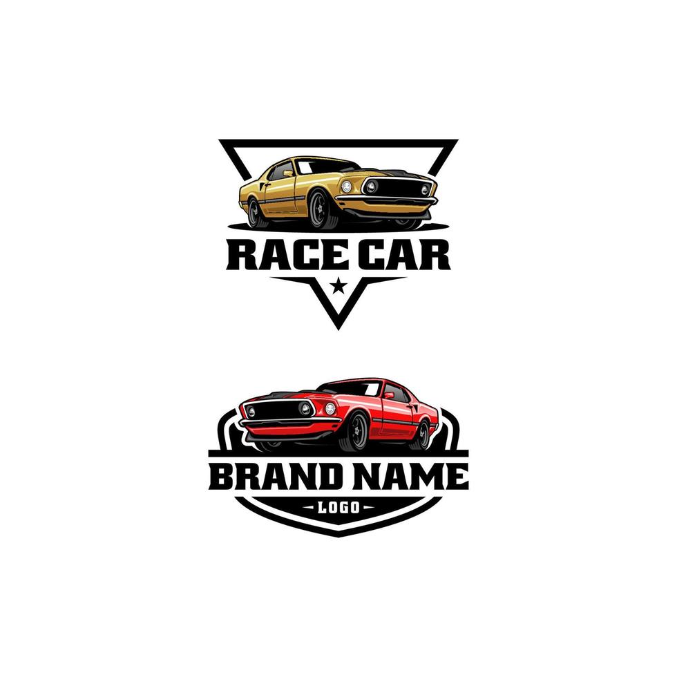 american muscle car logo vector with emblem style