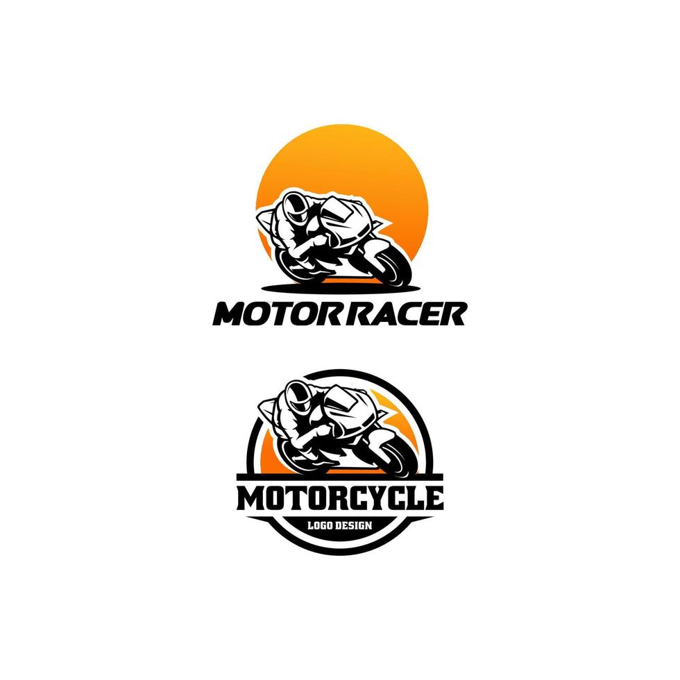 set of motosport logo template vector