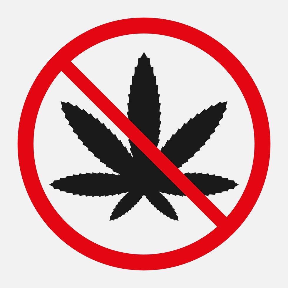 No weed sign. Marijuana not allowed vector icon isolated on white background