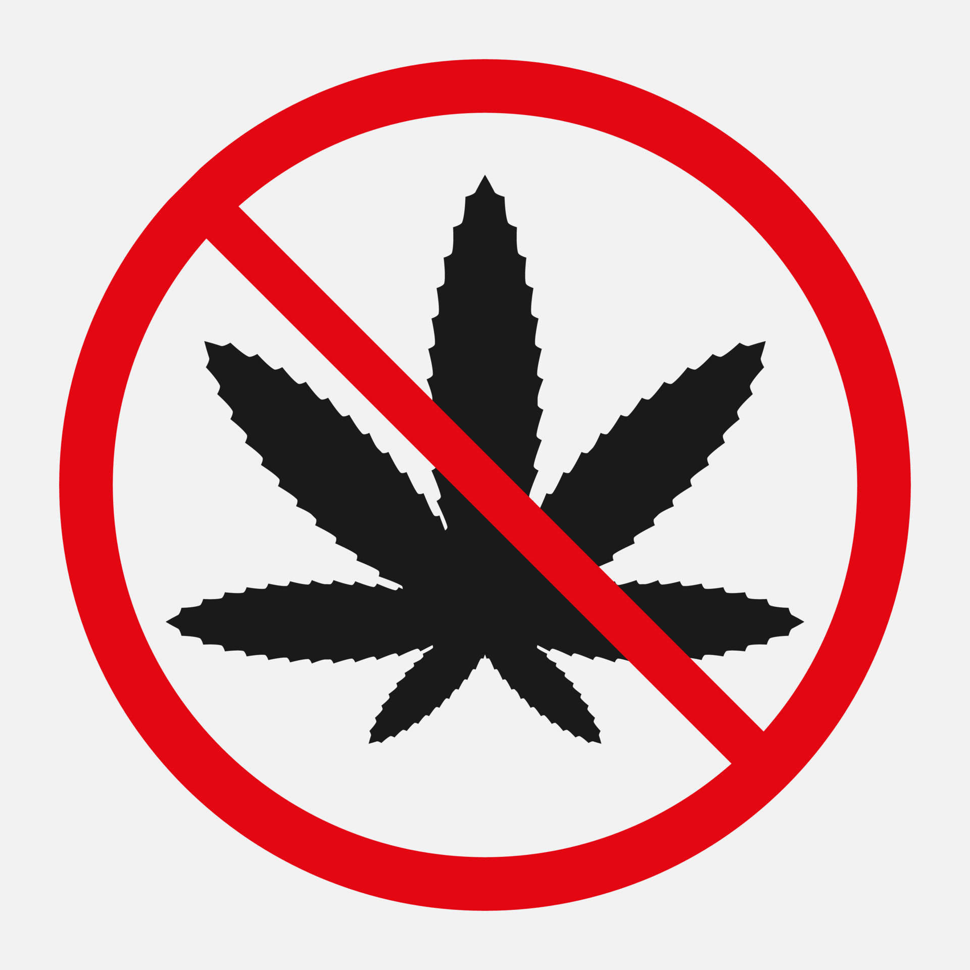 No weed sign. Marijuana not allowed vector icon isolated on white