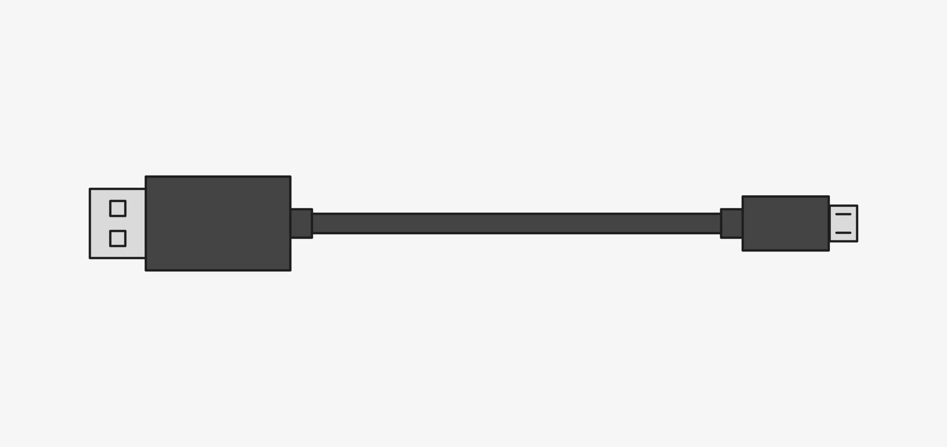 USB cable vector icon. Outline illustration. Mobile phone charging cable.