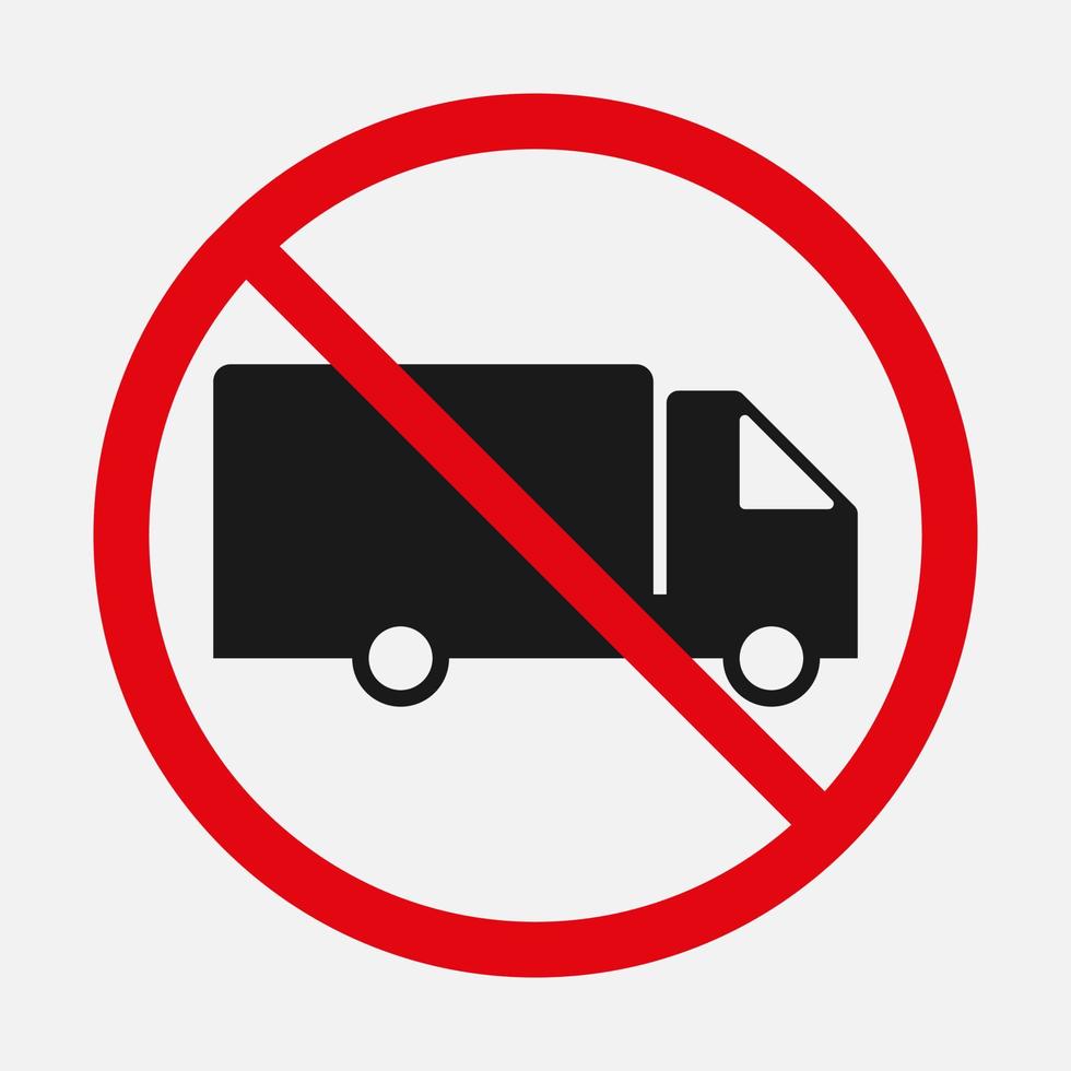 sin señal de camión. furgoneta de entrega no permitida vector signo aislado sobre fondo blanco.