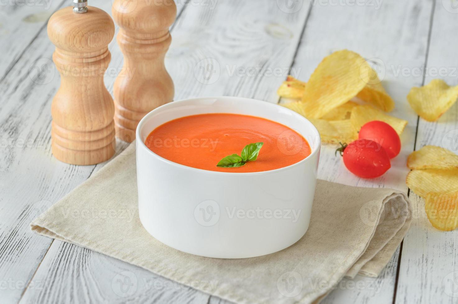 Tomato soup bowl photo