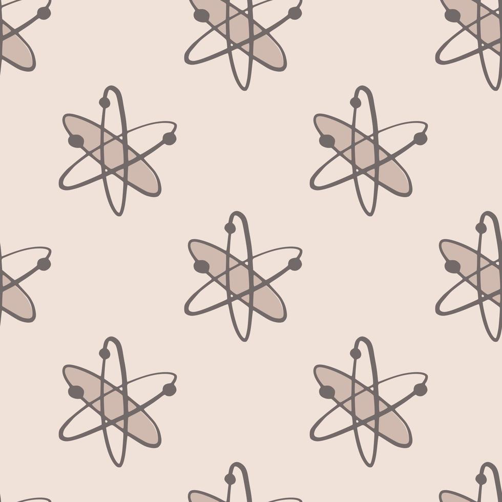 Minimalistic seamless pattern with biotechnology atom shapes. Simple molecule formula print in pastel tones. vector