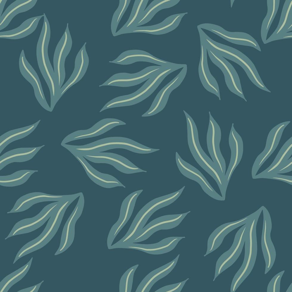 Random pale seamless pattern with hand drawns eaweed print. Turquoise palette artwork. Aquatic backdrop. vector