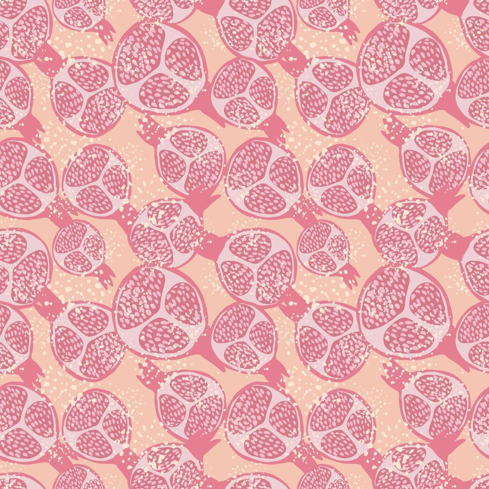 Pomegranate fruit seamless pattern. Geometric pomegranates wallpaper in doodle style. vector