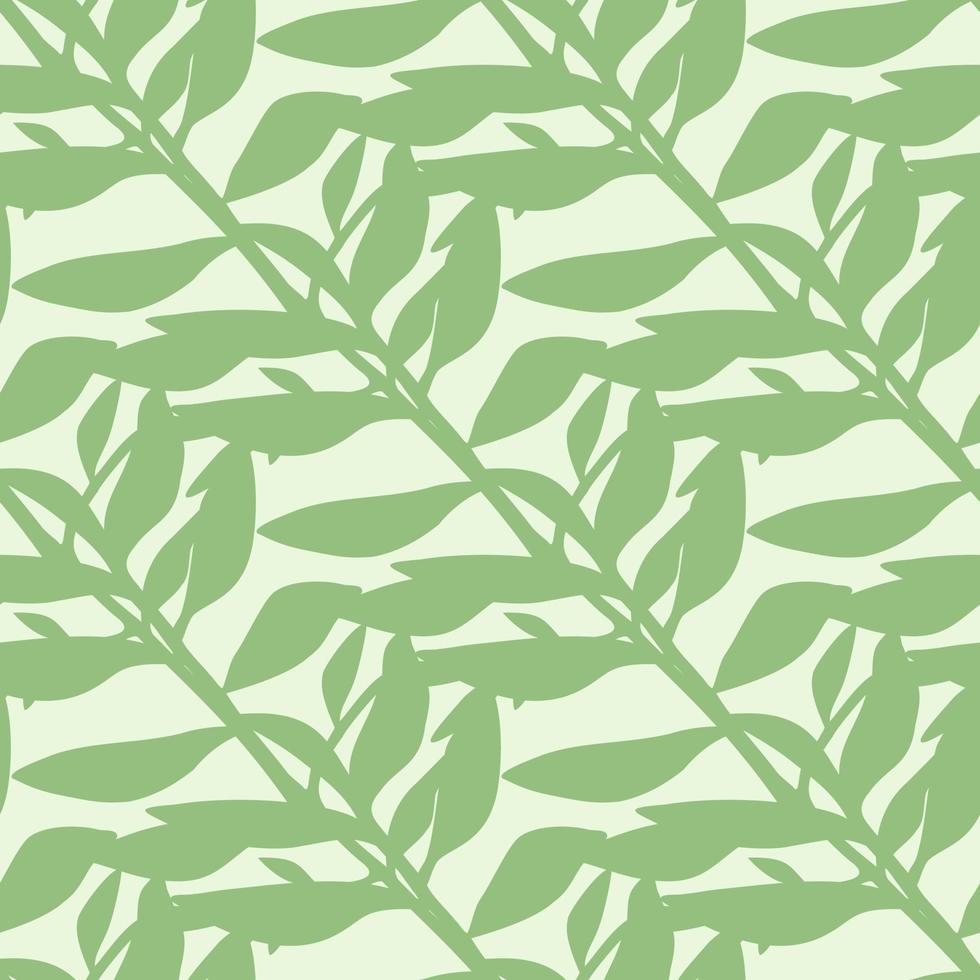 Tender soft seamless pattern with foliage elements. Green botanic ornament on light background. vector