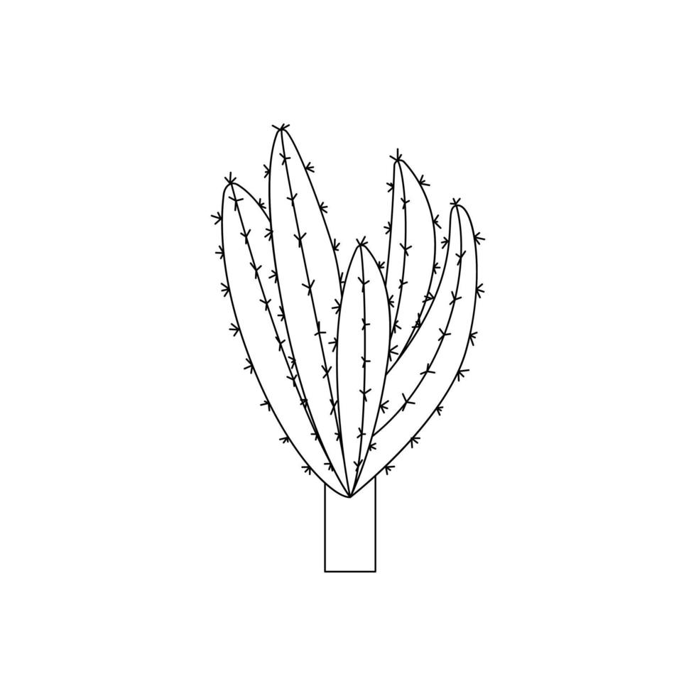 Cactus Doodle Vector. cactus house plants in a cartoon style. Line art with no fill. Isolated on white background. vector