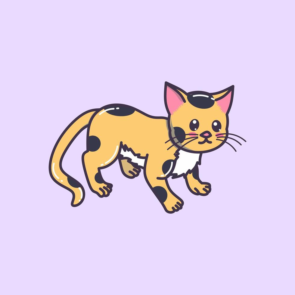 cat illustration vector, sitting cat illustration, sitting cat vector. fit for children's drawing book, cute animal, cute icon, and cute stickers. Free Vector
