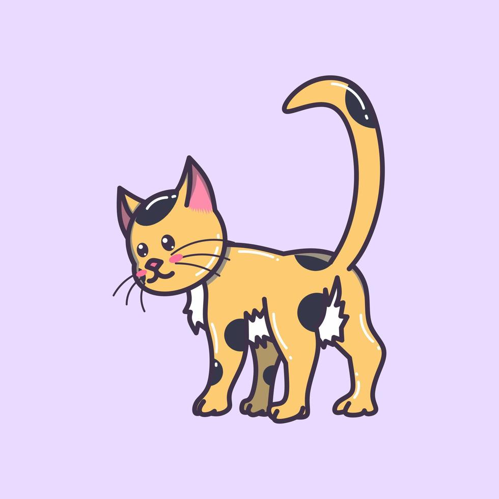 cat illustration vector, sitting cat illustration, sitting cat vector. fit for children's drawing book, cute animal, cute icon, and cute stickers. Free Vector