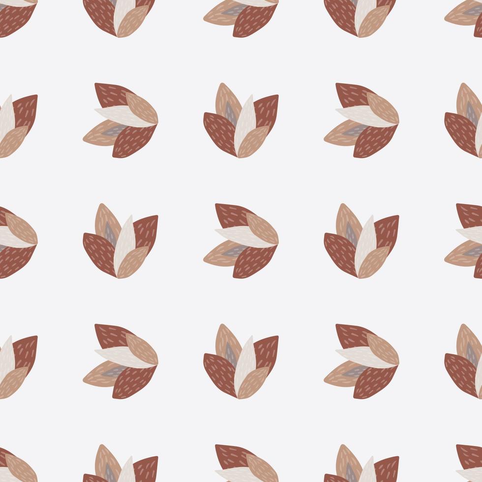 Floral isolated seamless pattern with leaves in brick color. White background. vector