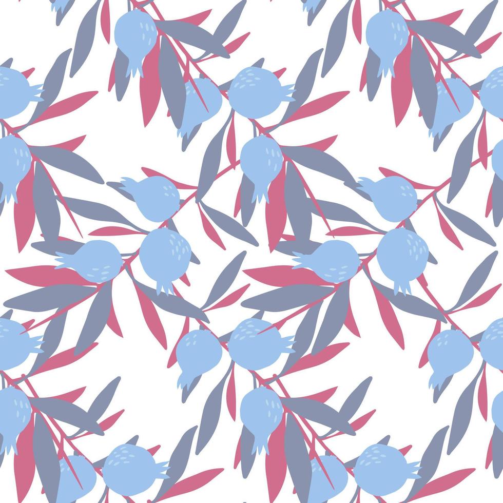 Wild blue berry endless wallpaper. Abstract leaf seamless pattern. Floral design element. vector
