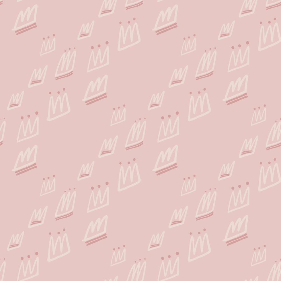 Soft pink palette seamless hand drawn pattern. Light outline elements. Simple backdrop. vector