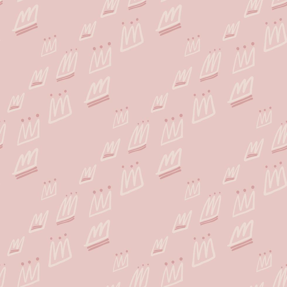 Soft pink palette seamless hand drawn pattern. Light outline elements. Simple backdrop. vector