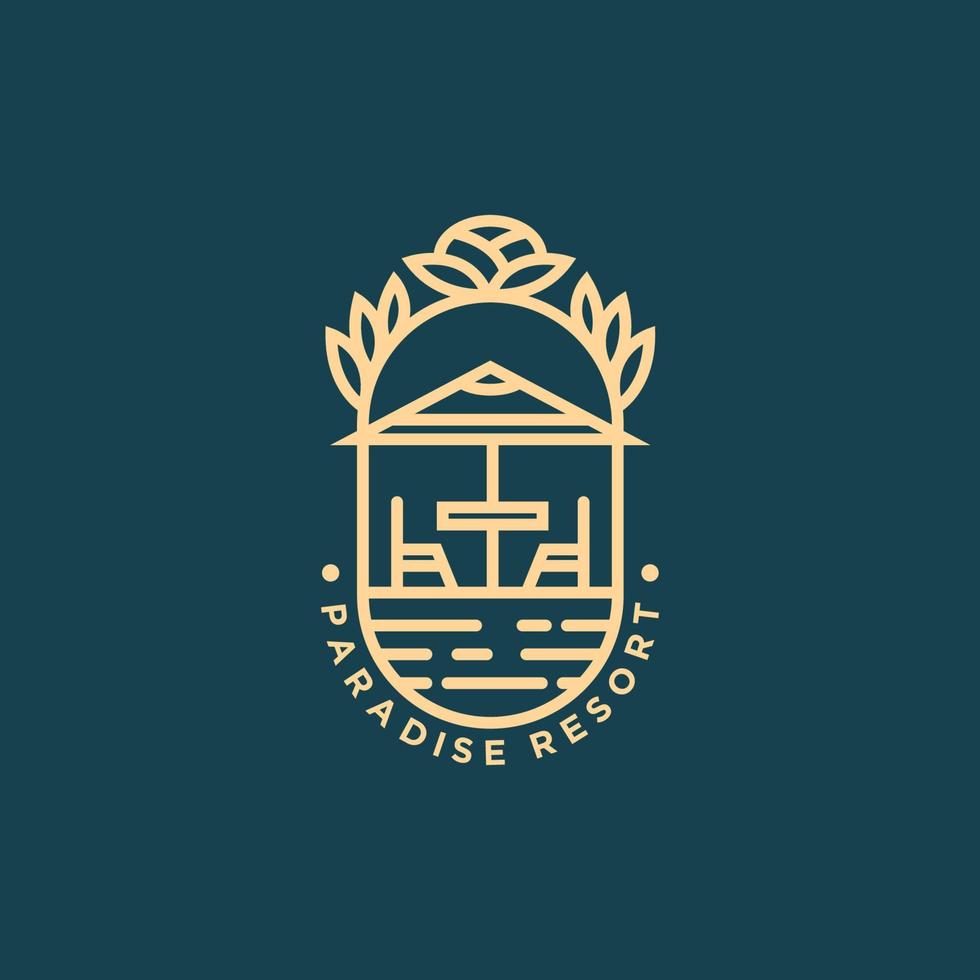 paradise resort minimalist logo icon design image vector