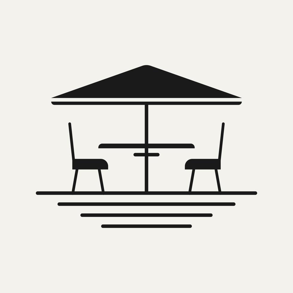 terrace cafe line art logo icon design image vector
