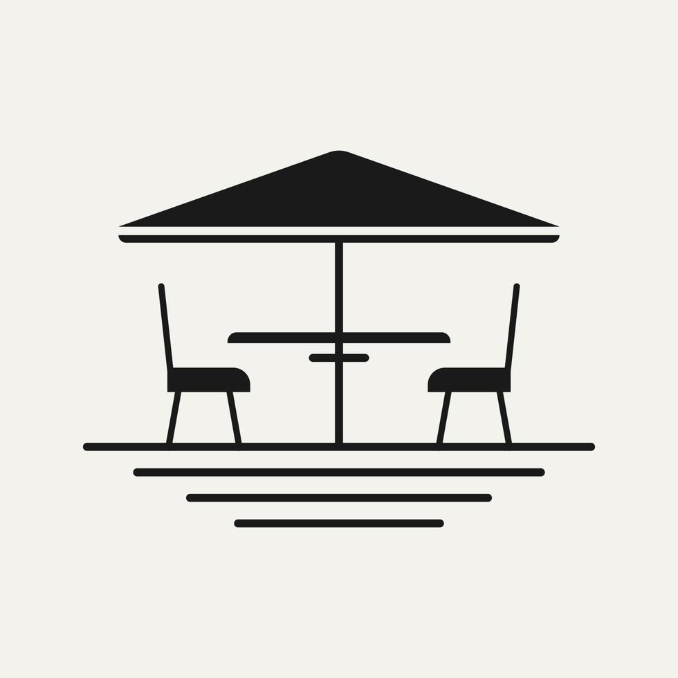 terrace cafe line art logo icon design image vector