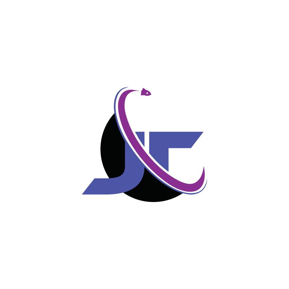 JT Rocket Earth Logo Creative Modern Minimal Alphabet J T Initial Letter Mark Monogram Editable in Vector Format