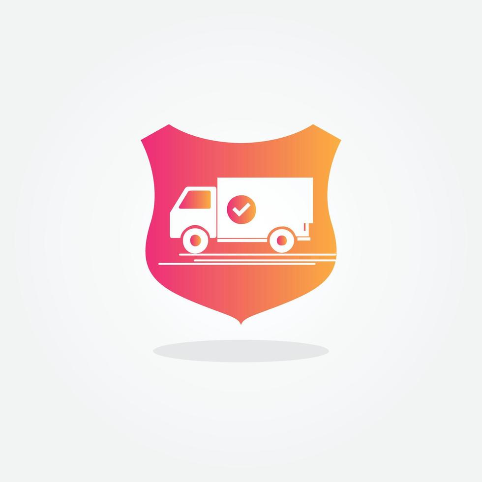secure and fast truck transport cargo shipping related delivery line style icon vector