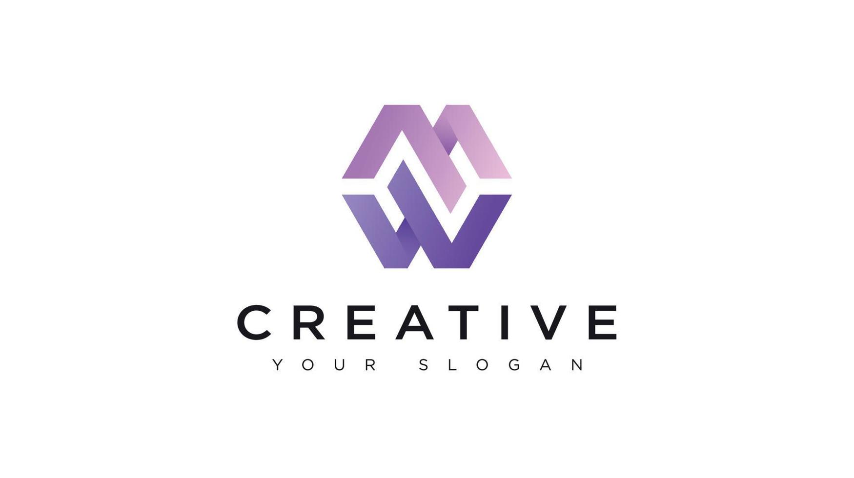 M W letter logo design template vector