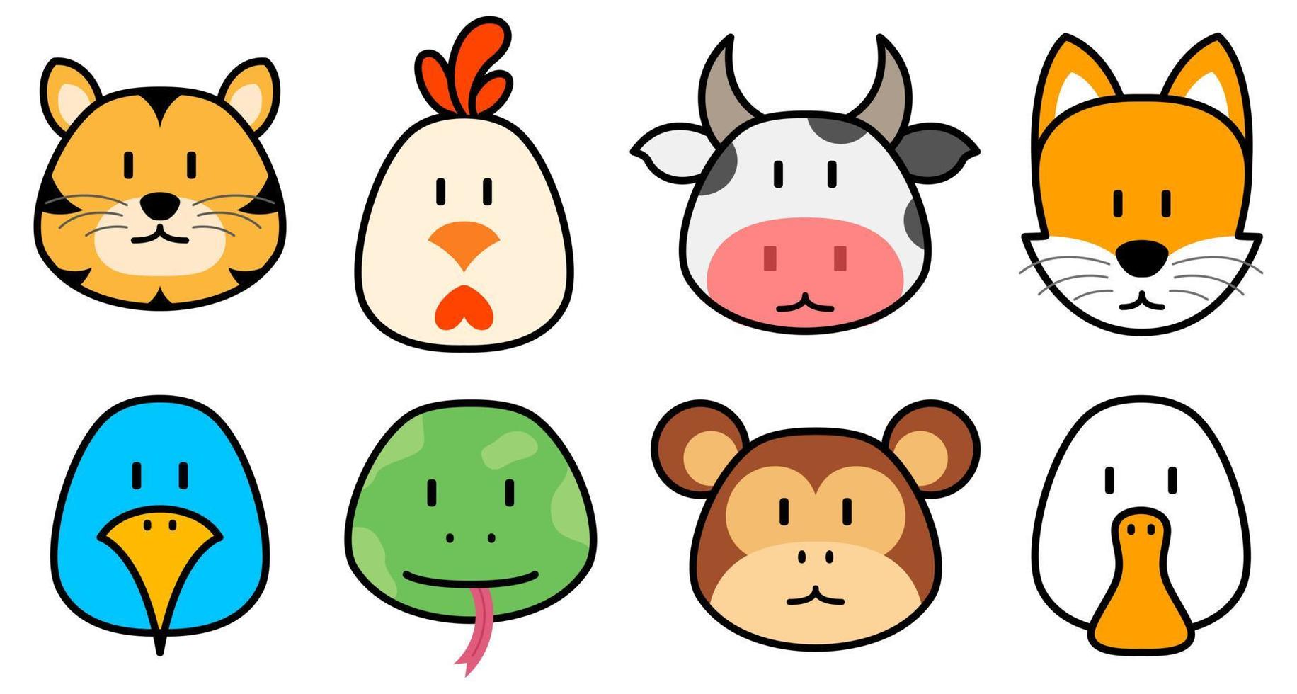 Cute animal icons vector