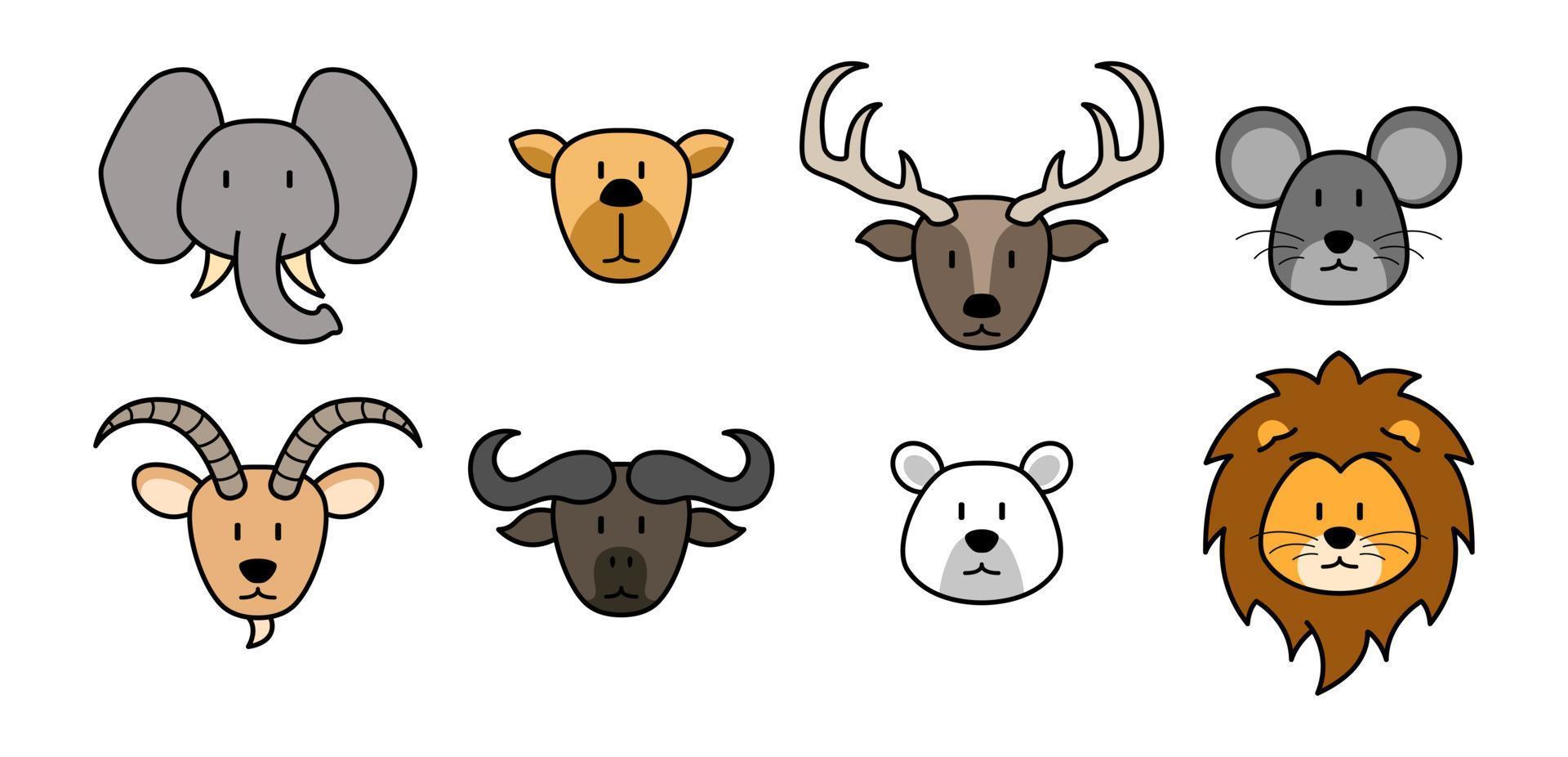 Cute animal icons vector