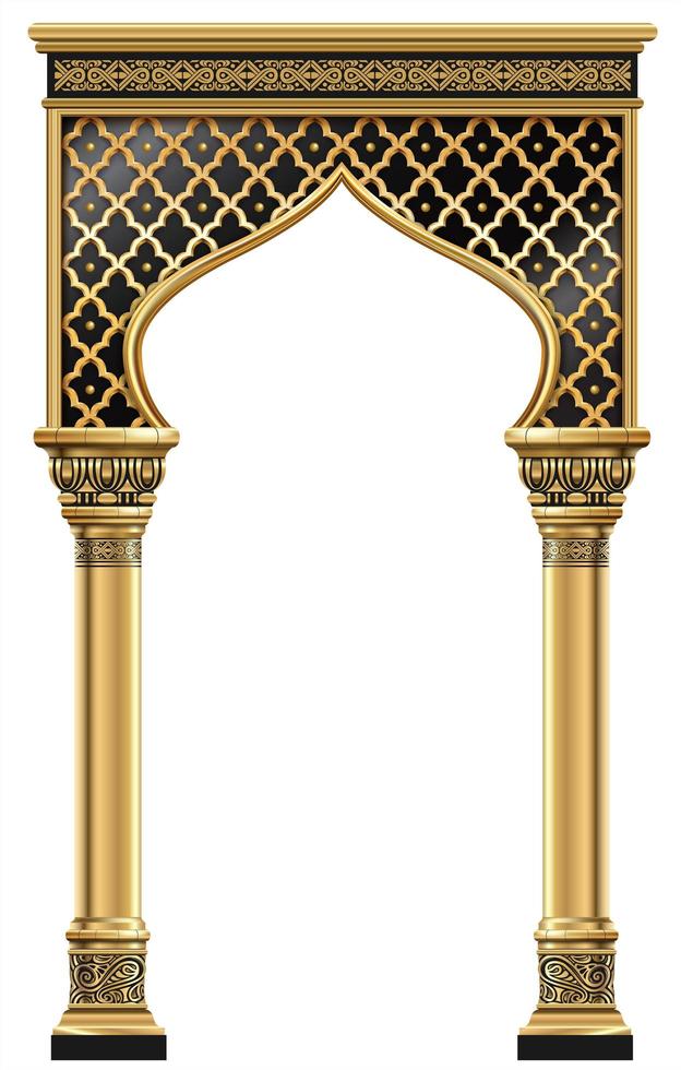 Golden luxury classic arch portal with columns vector