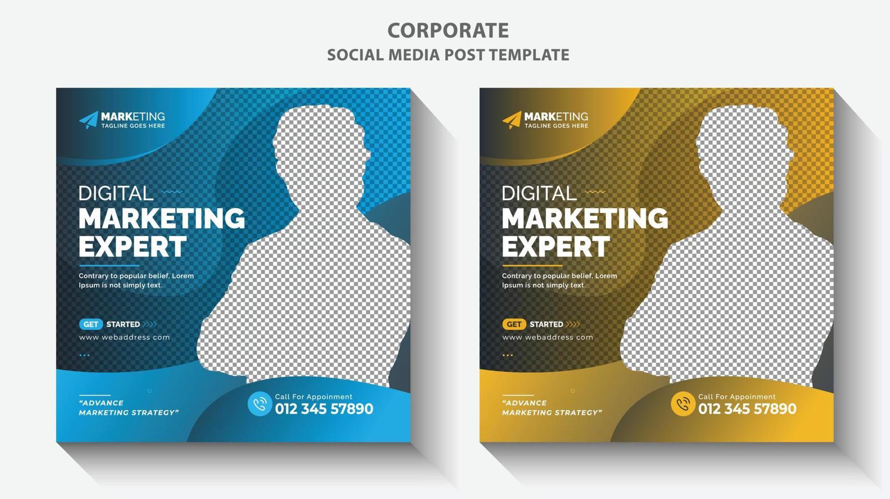 diseño de publicación de redes sociales y diseño de plantilla de banner web para publicidad de agencia de marketing de negocios corporativos digitales únicos y modernos vector