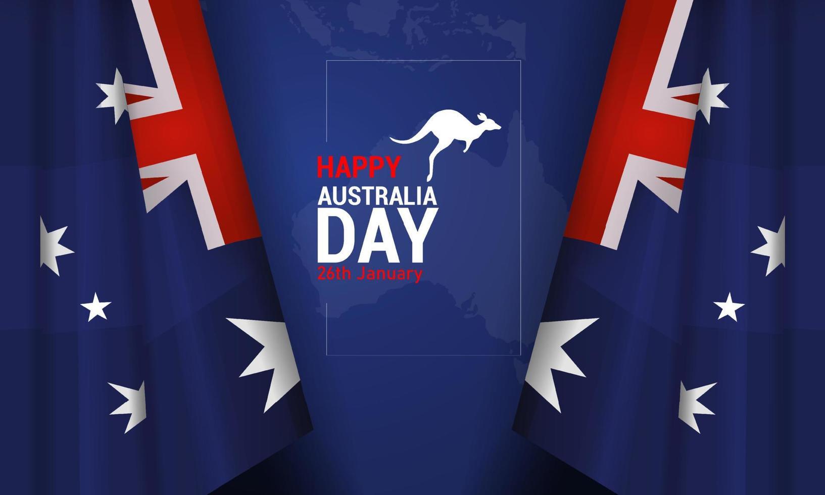 cartel de celebración del día de australia feliz, fondo de banner mínimo vector