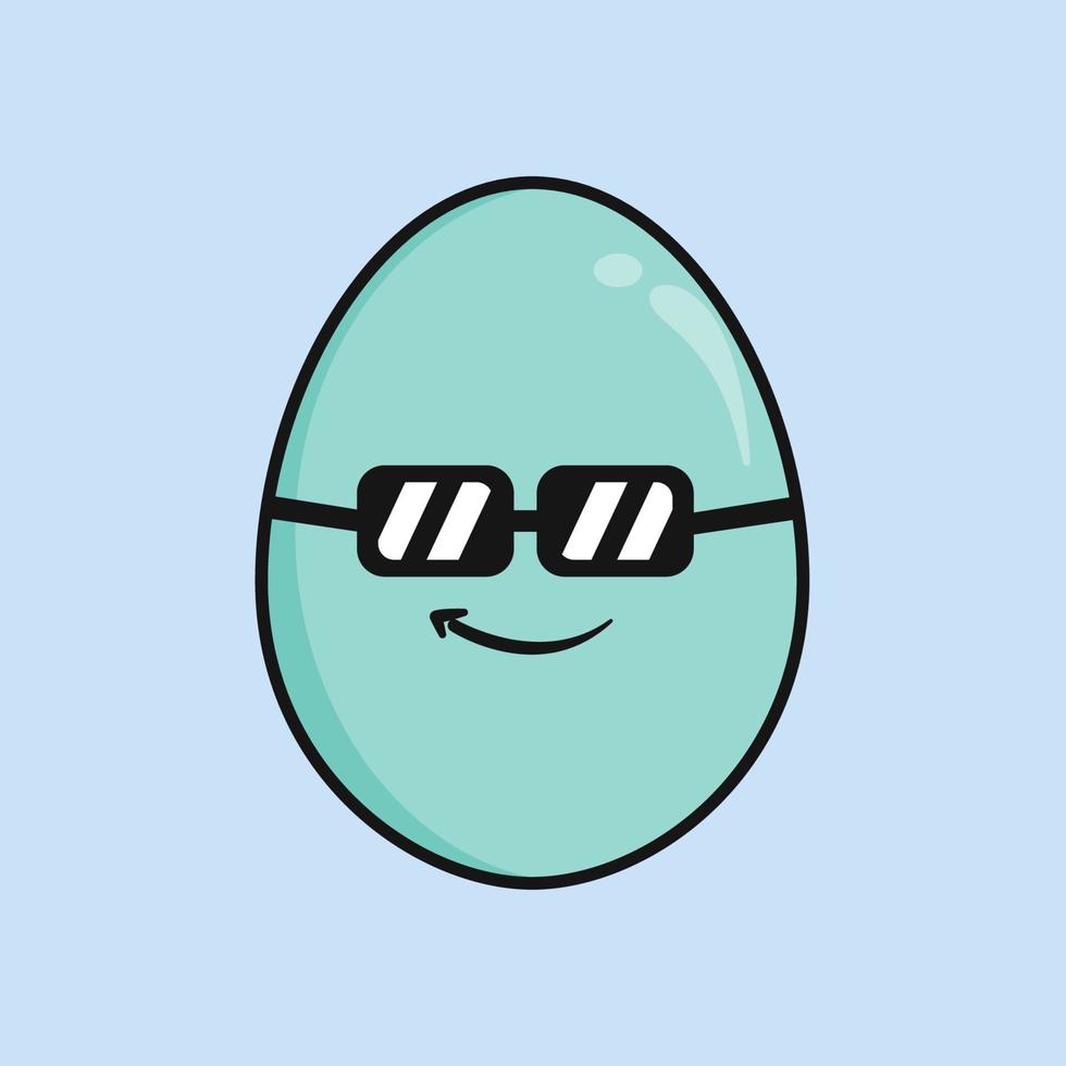 Cute duck egg with expression cartoon character vector