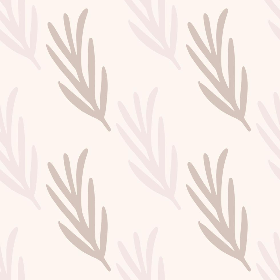 Pale pastel tones seamless pattern with simple rosemary leaves ornament. Purple light colors. vector