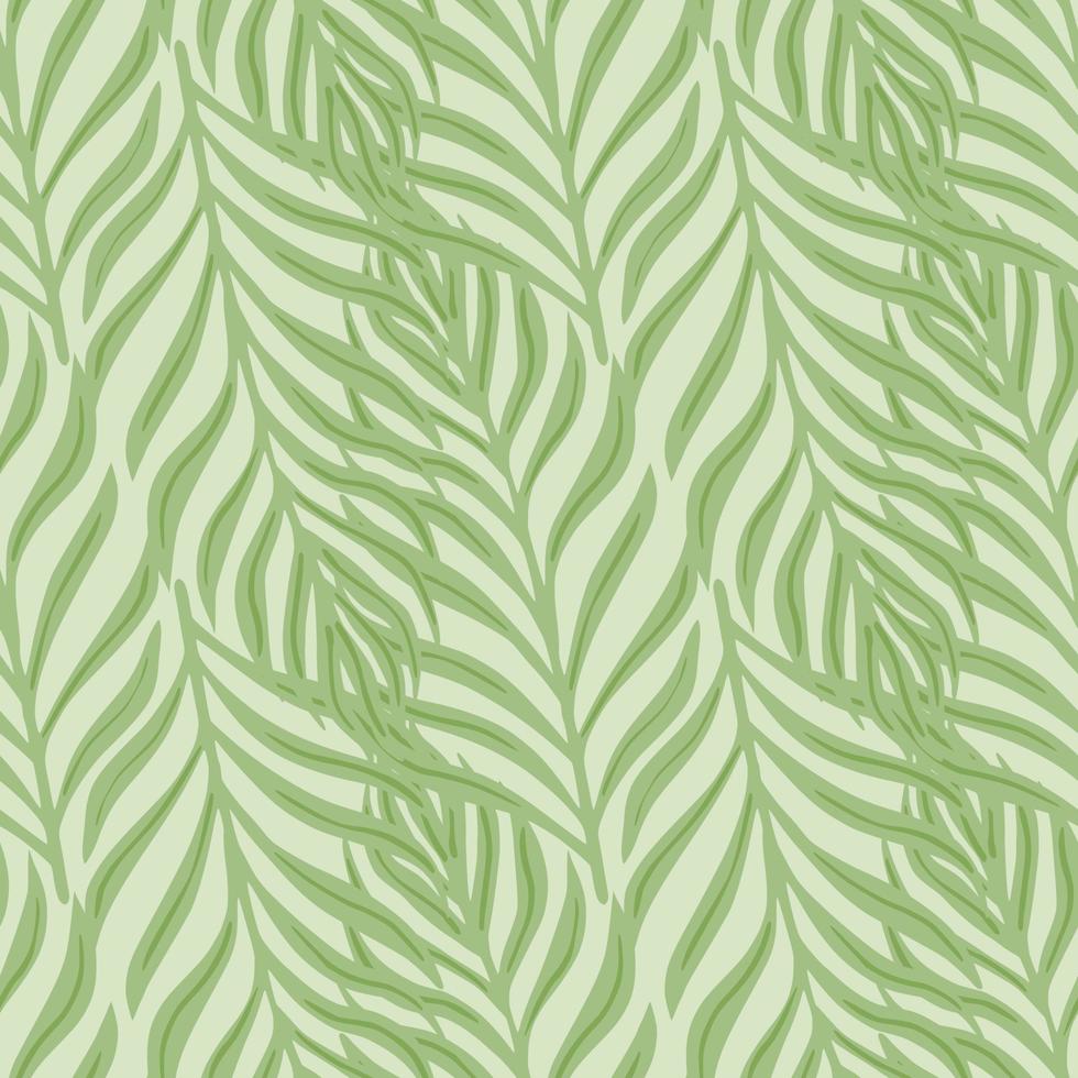 Botany seamless pattern with exotic fern leaf hand drawn ornament. Grey background. Doodle palm print. vector