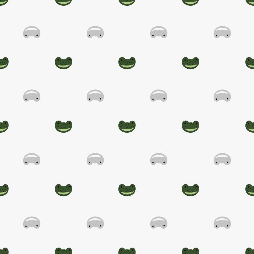 Frog pattern seamless in freehand style. Head predator on colorful background. Vector illustration for textile.
