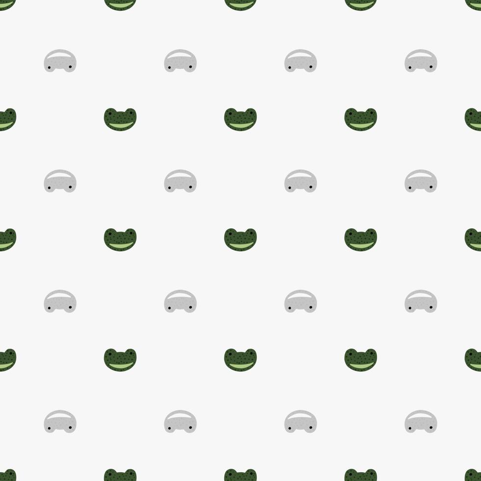 Frog pattern seamless in freehand style. Head predator on colorful background. Vector illustration for textile.