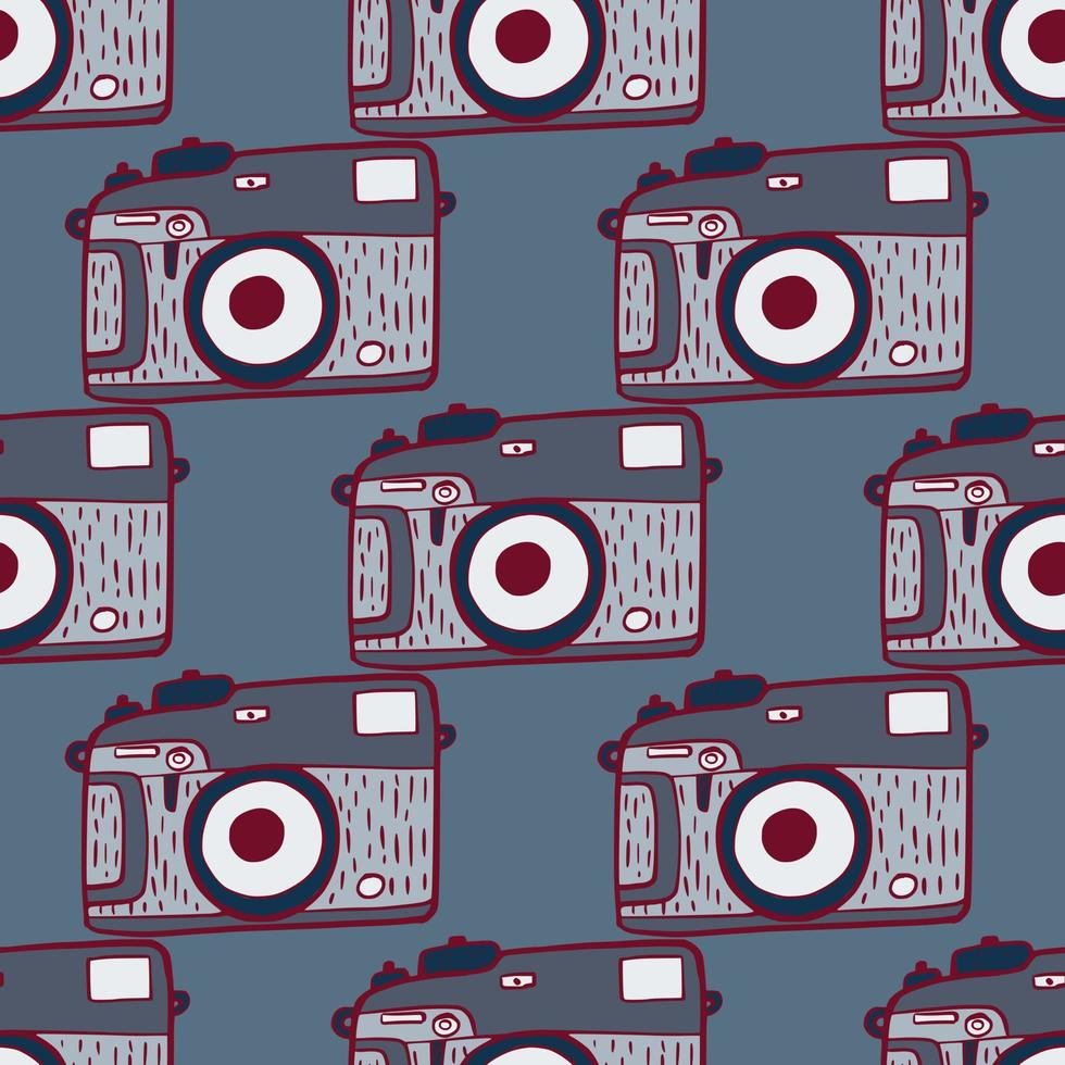 cámara de fotos vintage de patrones sin fisuras. diseño de cámaras de fotos retro. textura repetida en estilo garabato. vector