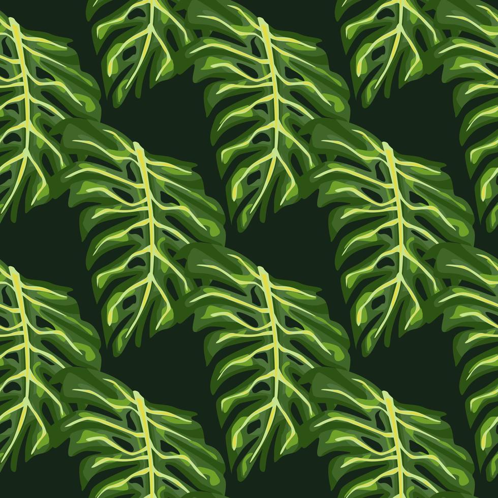 Tropical palm foliage seamless pattern with green monstera leaf. Exotic background. vector