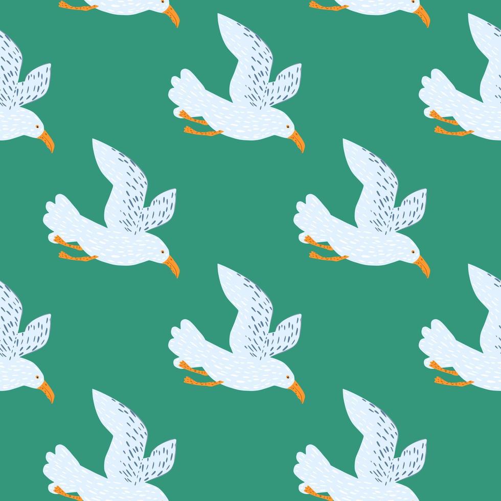 Seagulls seamless pattern. Background of sea birds. vector
