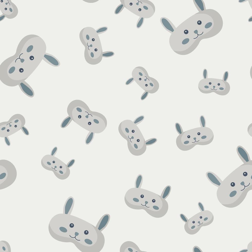 Rabbit gray color geometric seamless pattern on white background. Children graphic design element for different purposes. vector