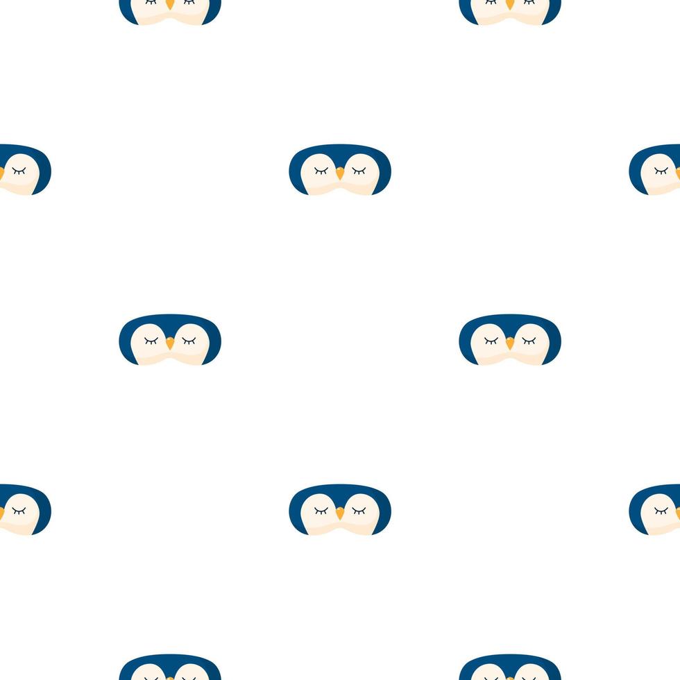 Penguin blue color geometric seamless pattern on white background. Children graphic design element for different purposes. vector
