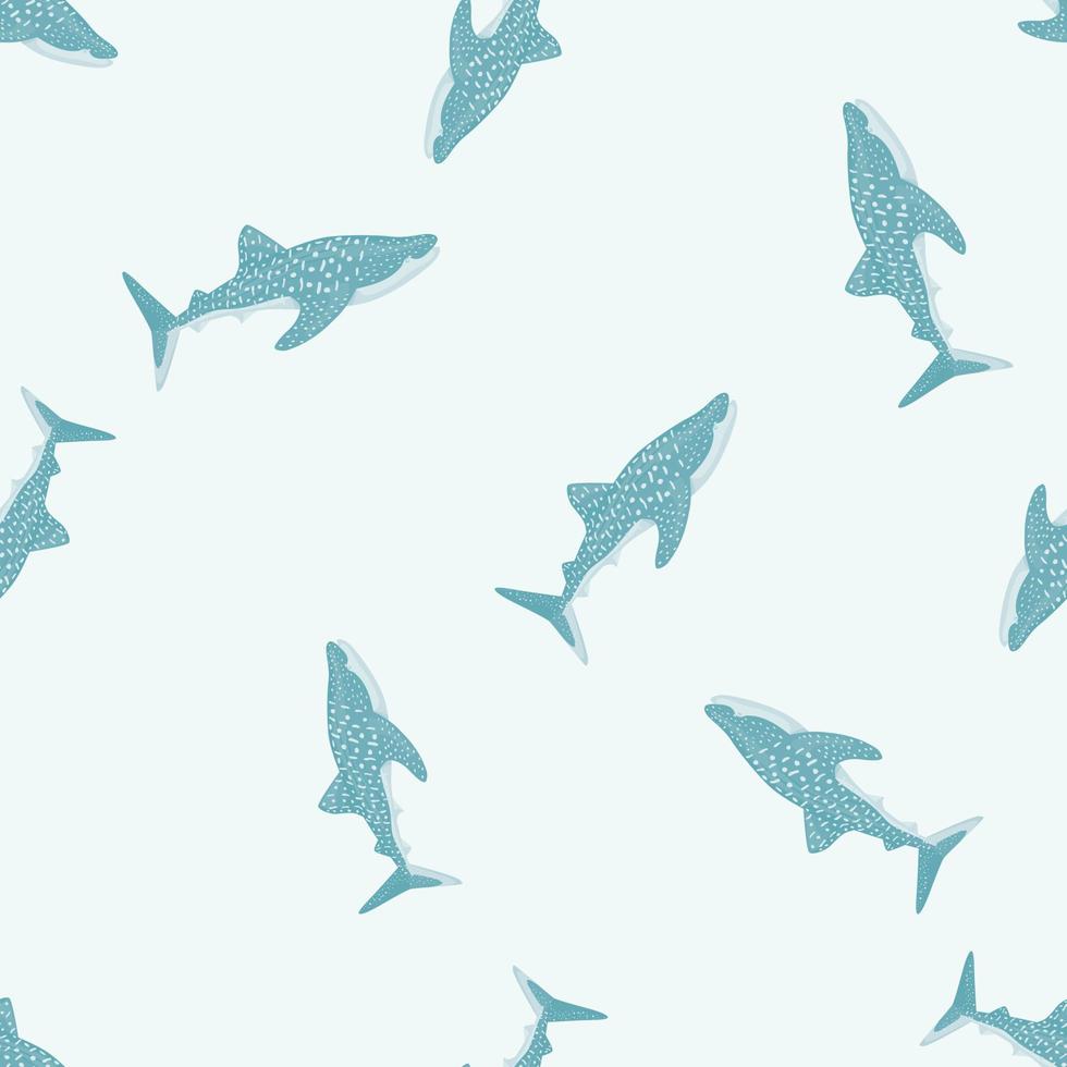 Whale shark seamless pattern in scandinavian style. Marine animals background. Vector illustration for children funny textile.