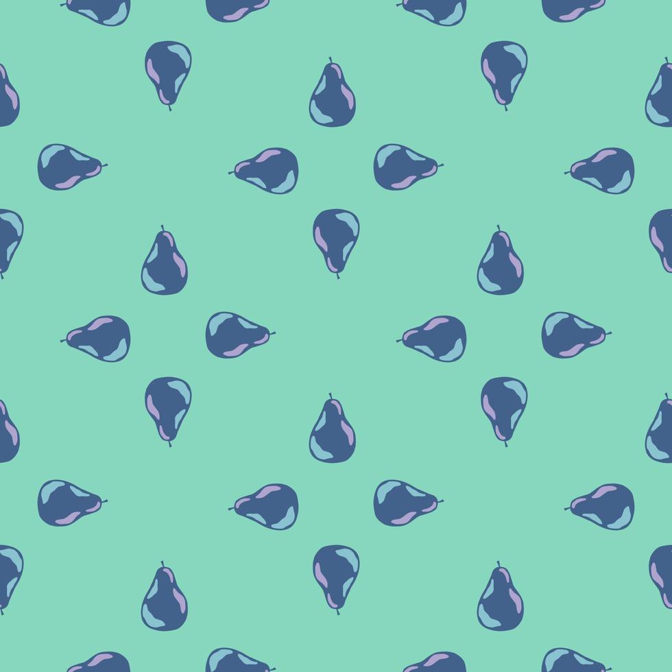 Abstract food seamless pattern with navy blue pearl elements. Turquoise light background. vector